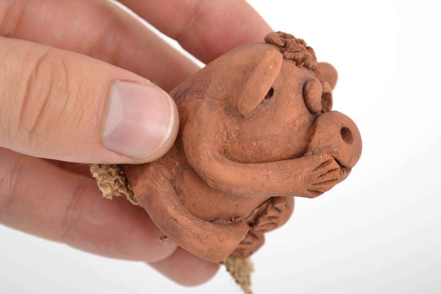 Handmade small souvenir ceramic animal figurine of monkey for interior decor photo 2