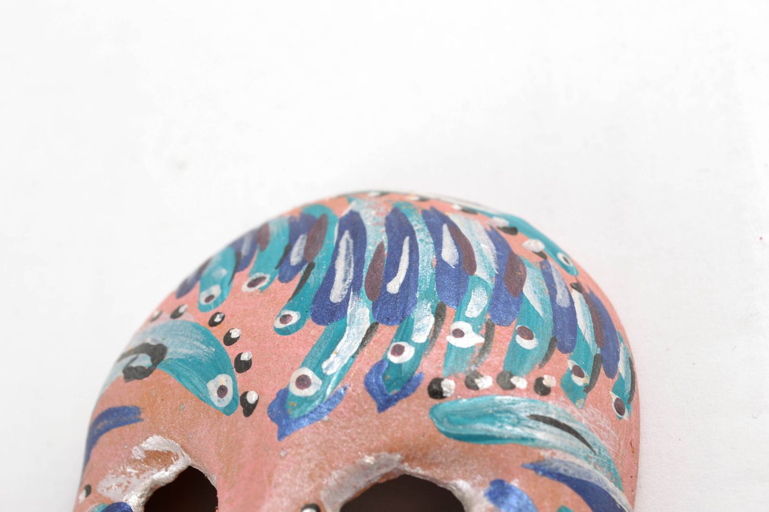 Maschera di carnevale piccola fatta a mano in ceramica decorazione da parete  foto 3