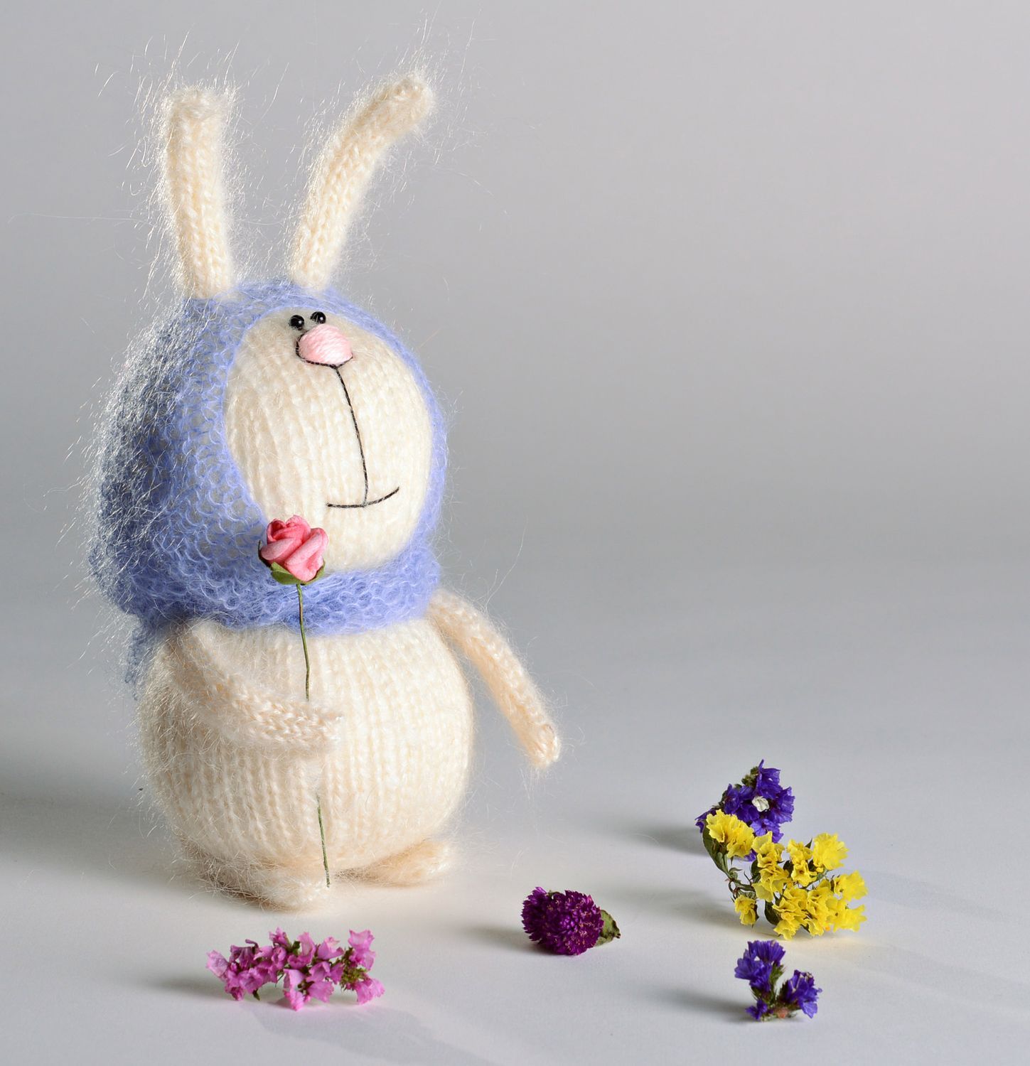 Soft knitted toy Hare in a Headscarf photo 1