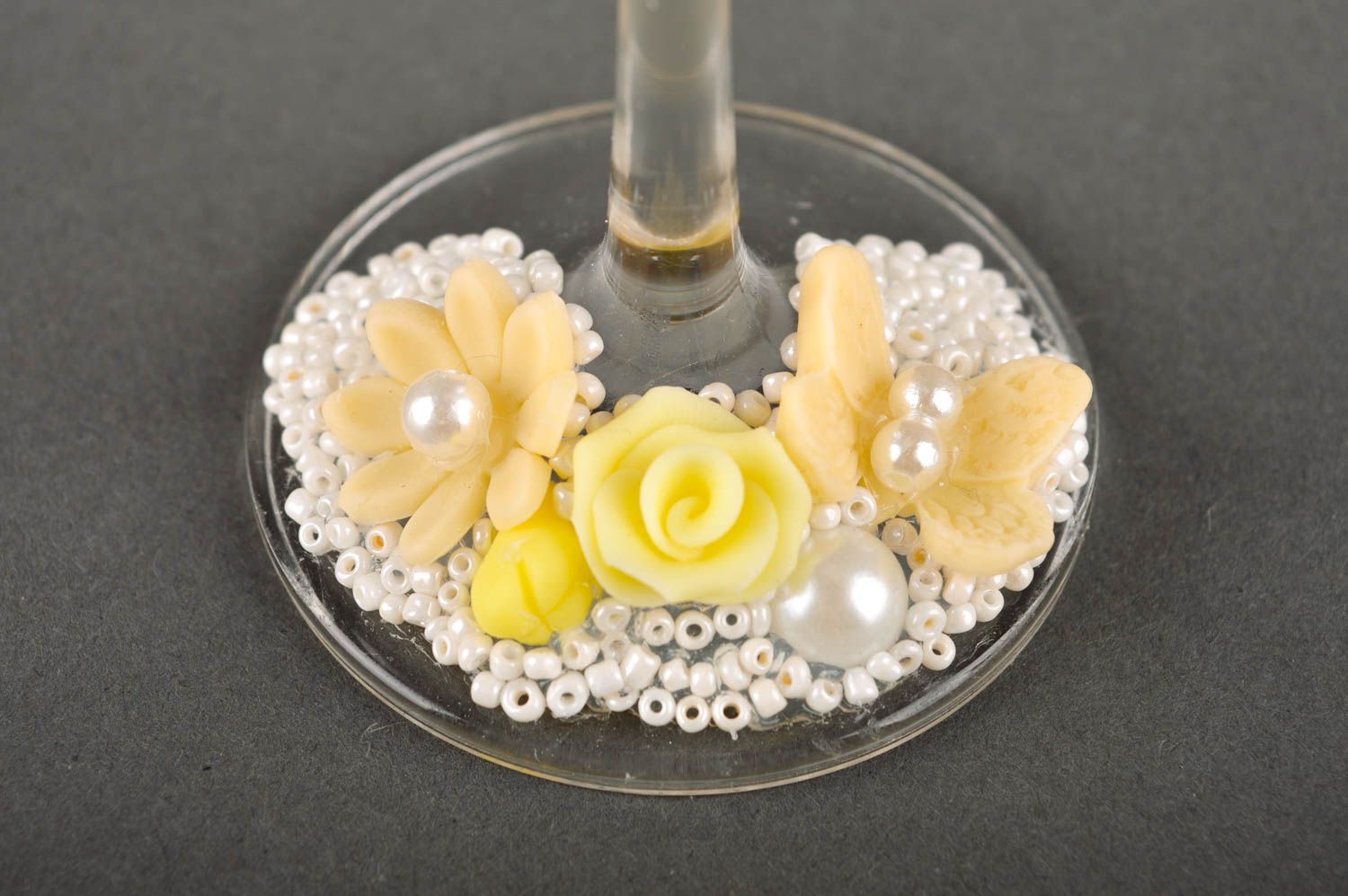 Handmade Champagner Gläser Küchen Deko originelles Geschenk bunt mit Blumen foto 3