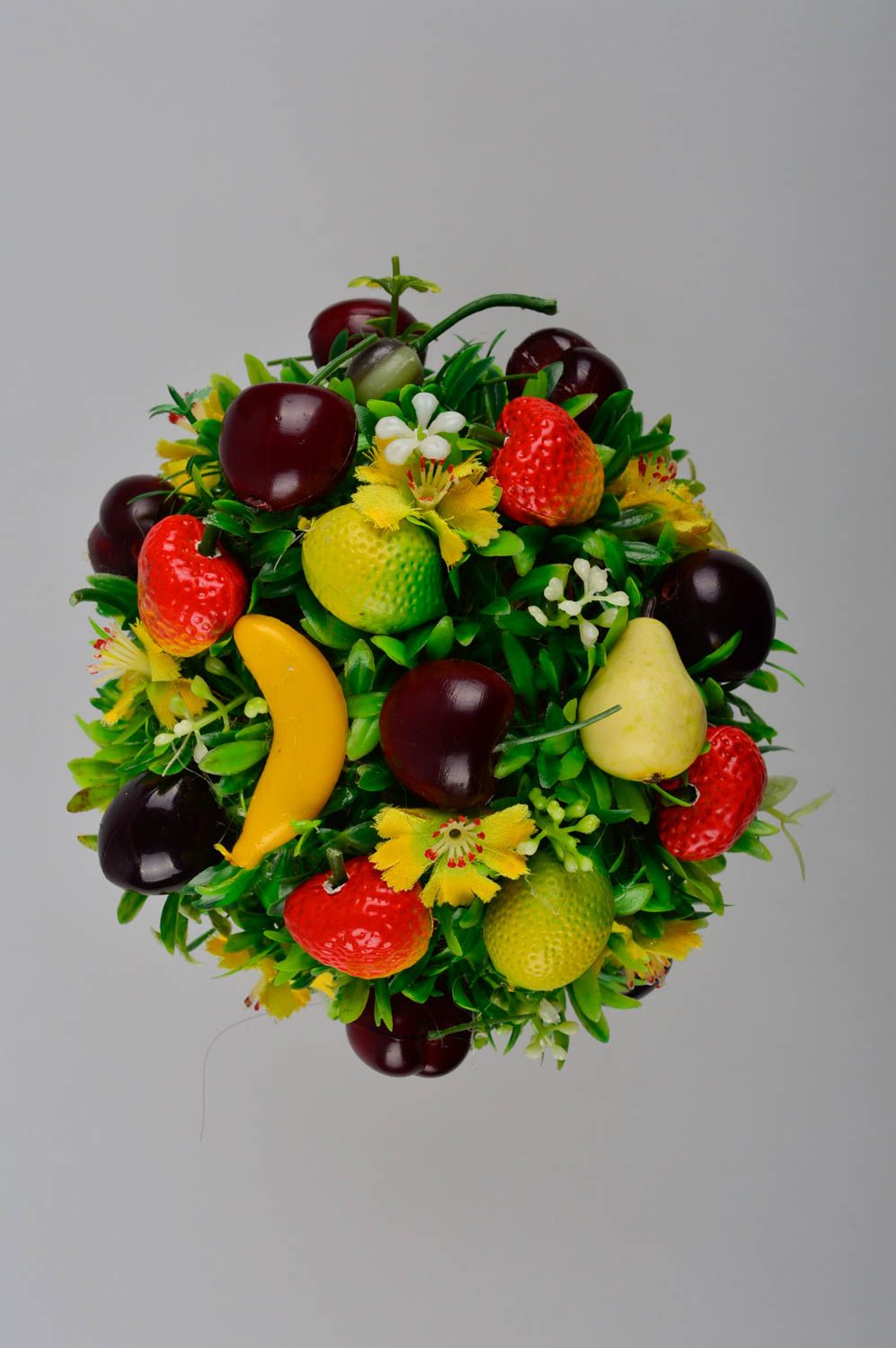 Árbol topiario hecho a mano composición de flores y frutas decoración de casa foto 4
