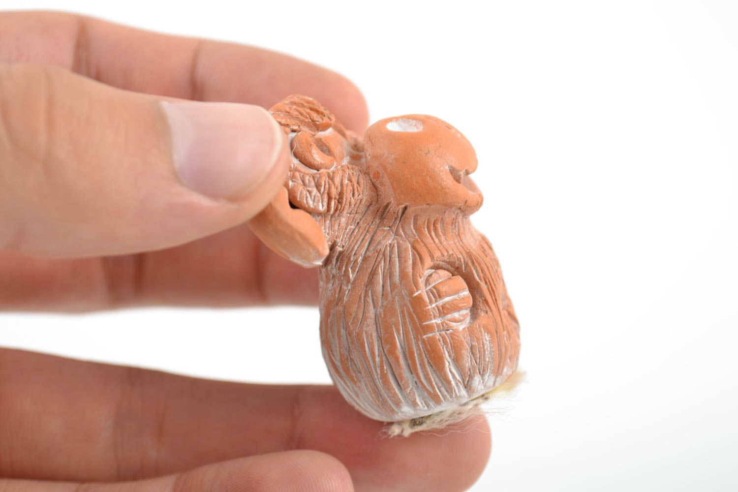 Фигурка из глины обезьянка маленькая смешная коричневая красивая ручной работы фото 2