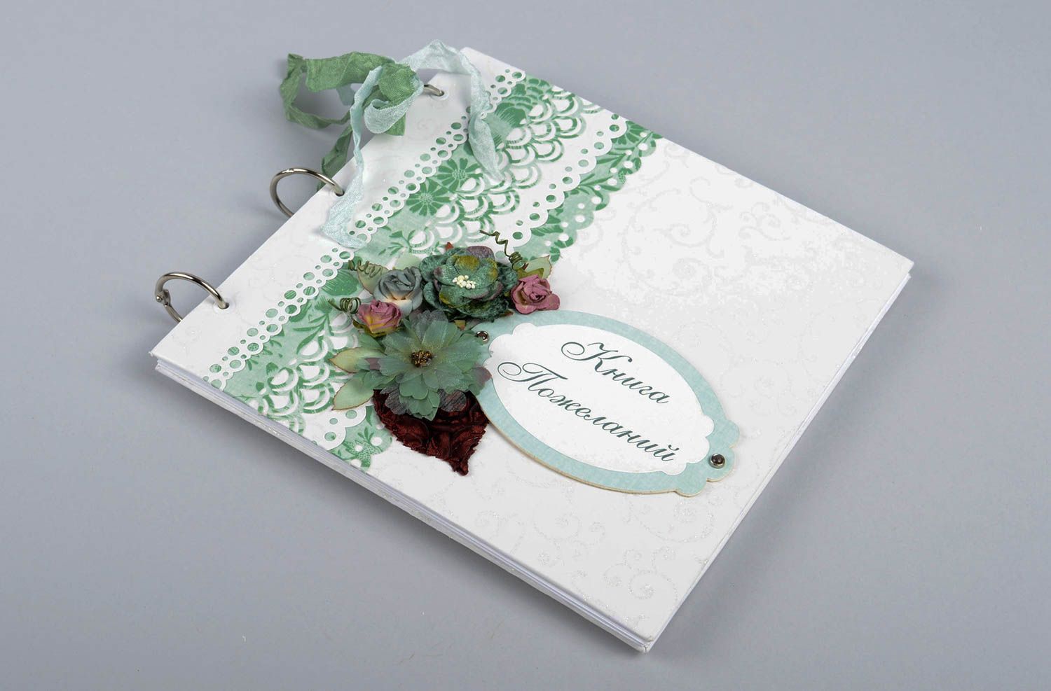 Livre d'or de mariage fait main en carton et papier avec fleurs Cadeau original photo 1