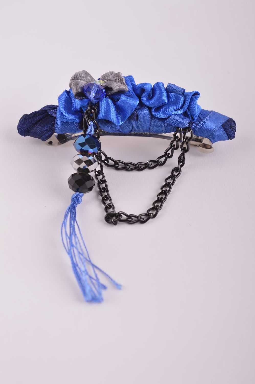 Handmade designer textile barrette beautiful elegant hair clip female accessory photo 2