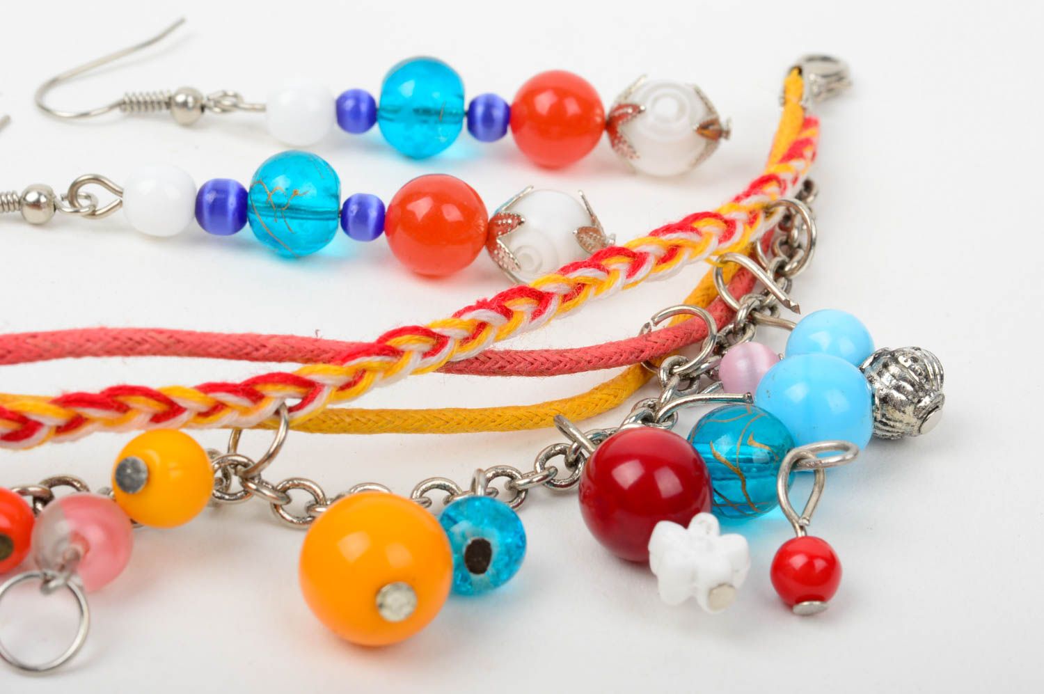 Handmade jewelry set polymer clay bead earrings beaded bracelet gifts for girls photo 5