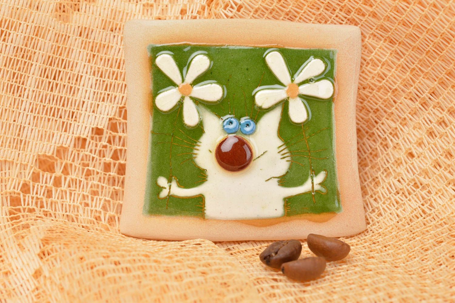 Stylish home souvenir handmade fridge magnet eco style decor art pottery photo 1