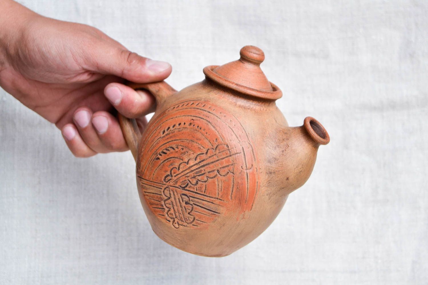 Teekanne aus Keramik handgeschaffen Küche Dekor originell Tee Geschirr schön foto 2