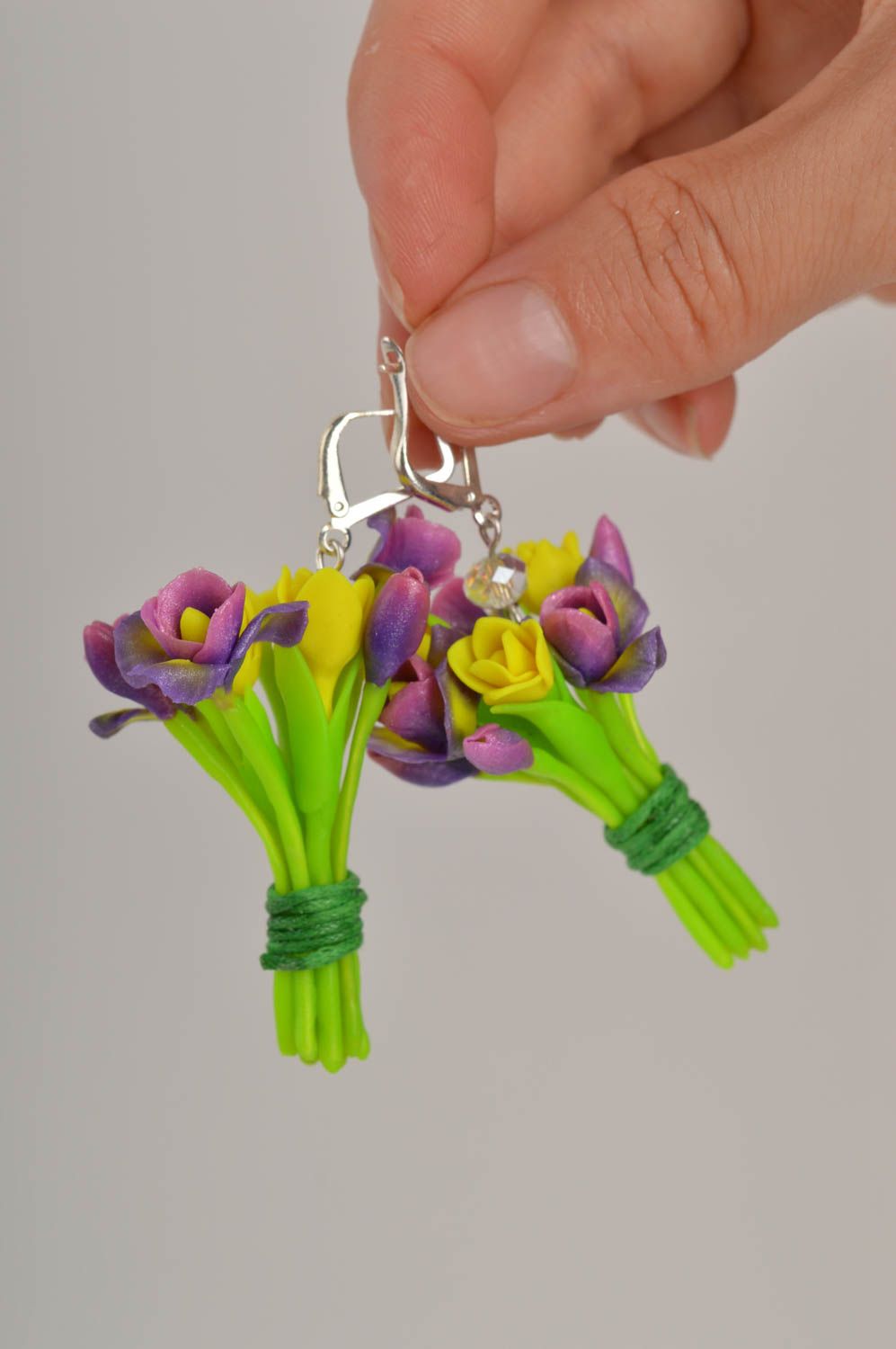 Blumen Ohrringe handgemachte Ohrringe Stecker schöner Polymer Schmuck originell foto 2