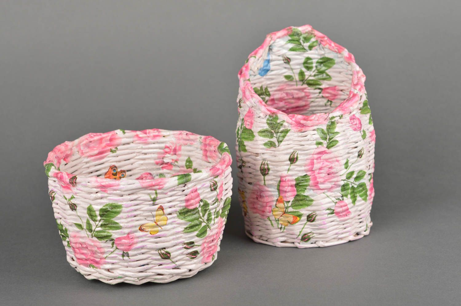 Canastas de mimbre de papel hechas a mano decoración de casa regalo original foto 1