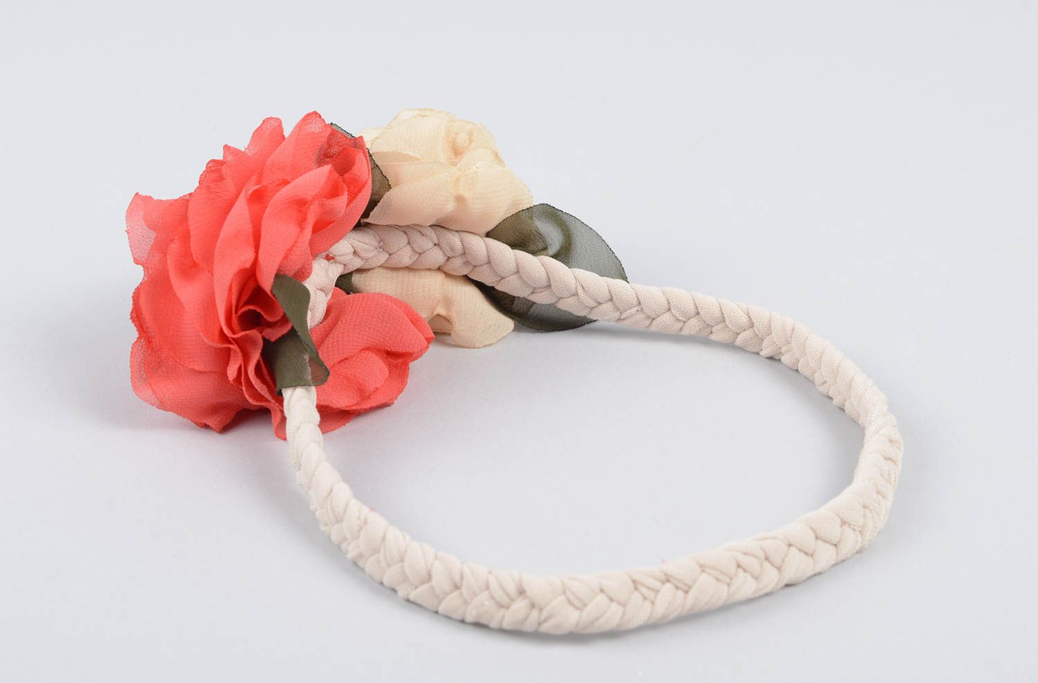 Handgemacht Haarband mit Blume Designer Schmuck Haar Accessoire zweifarbig foto 2