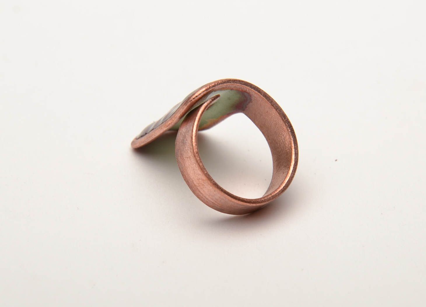 Copper ring with enamel painting as a gift for girl photo 3