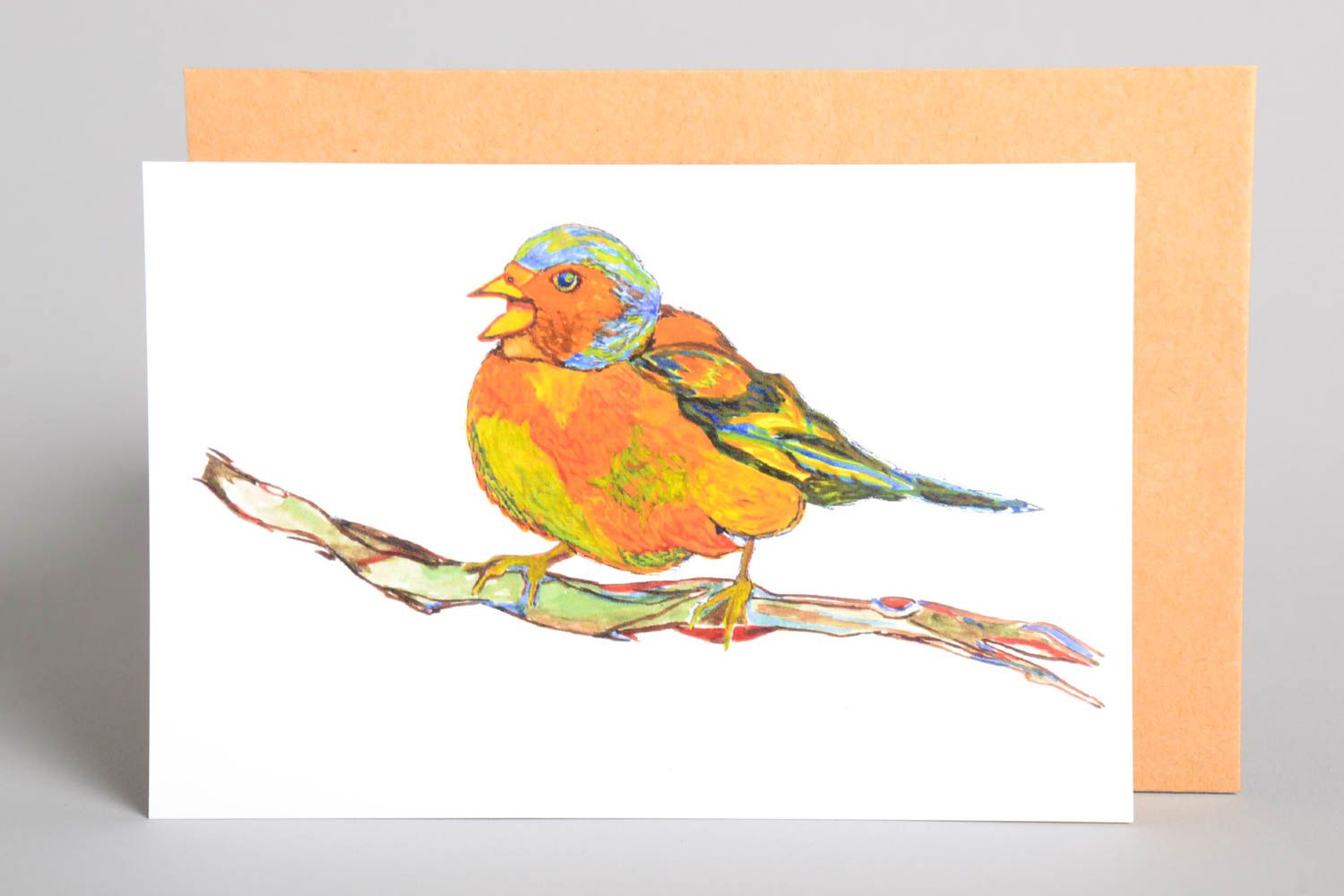 Открытка ручной работы поздравительная открытка птичка красивая открытка фото 2