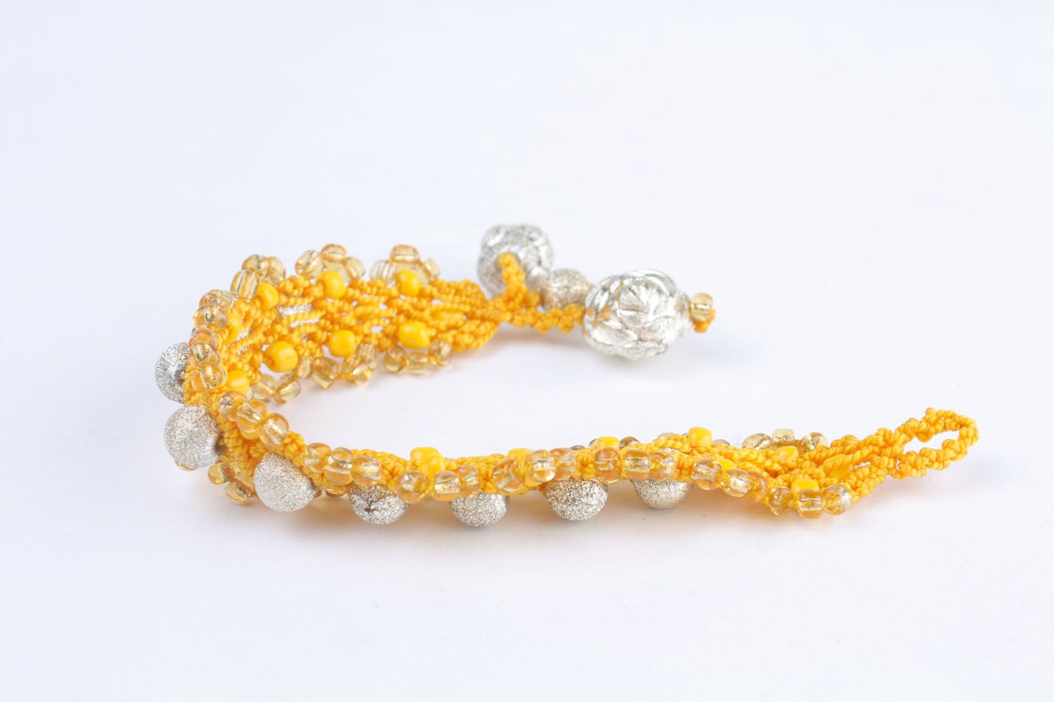 Yellow woven bracelet photo 4