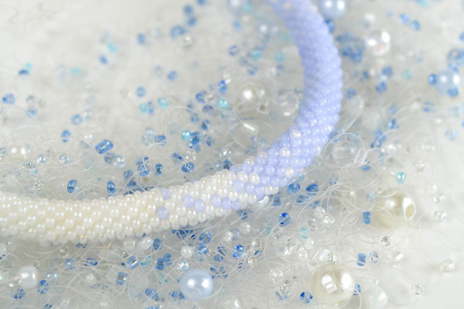 Handmade air necklace unusual fashion jewelry crocheted designer accessory photo 3