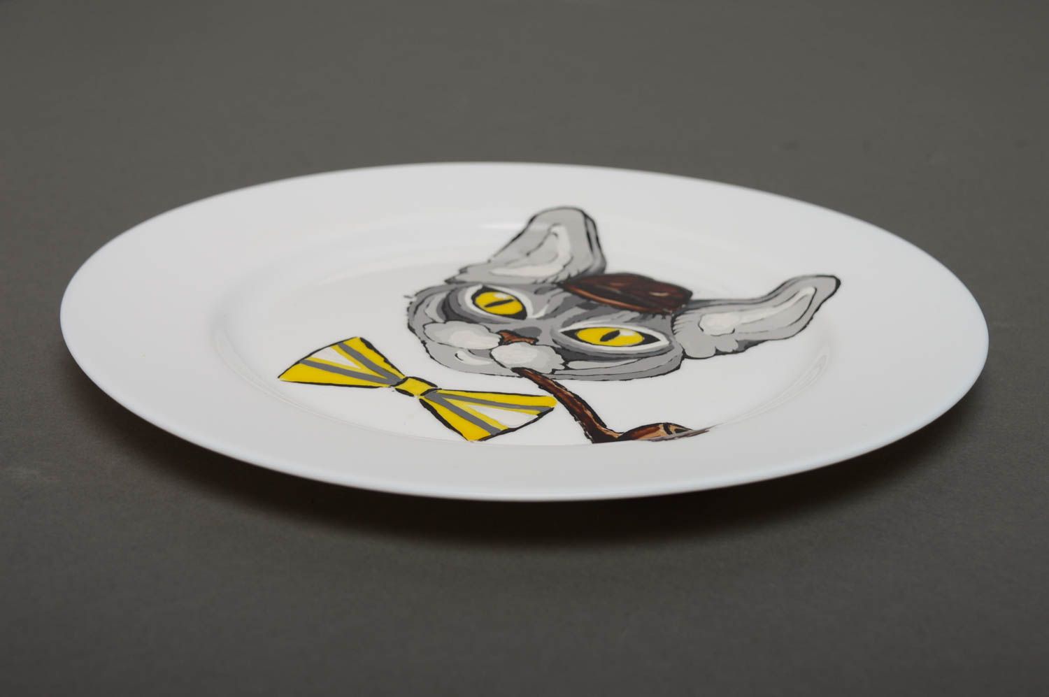 Декоративная тарелка с росписью Кот фото 4
