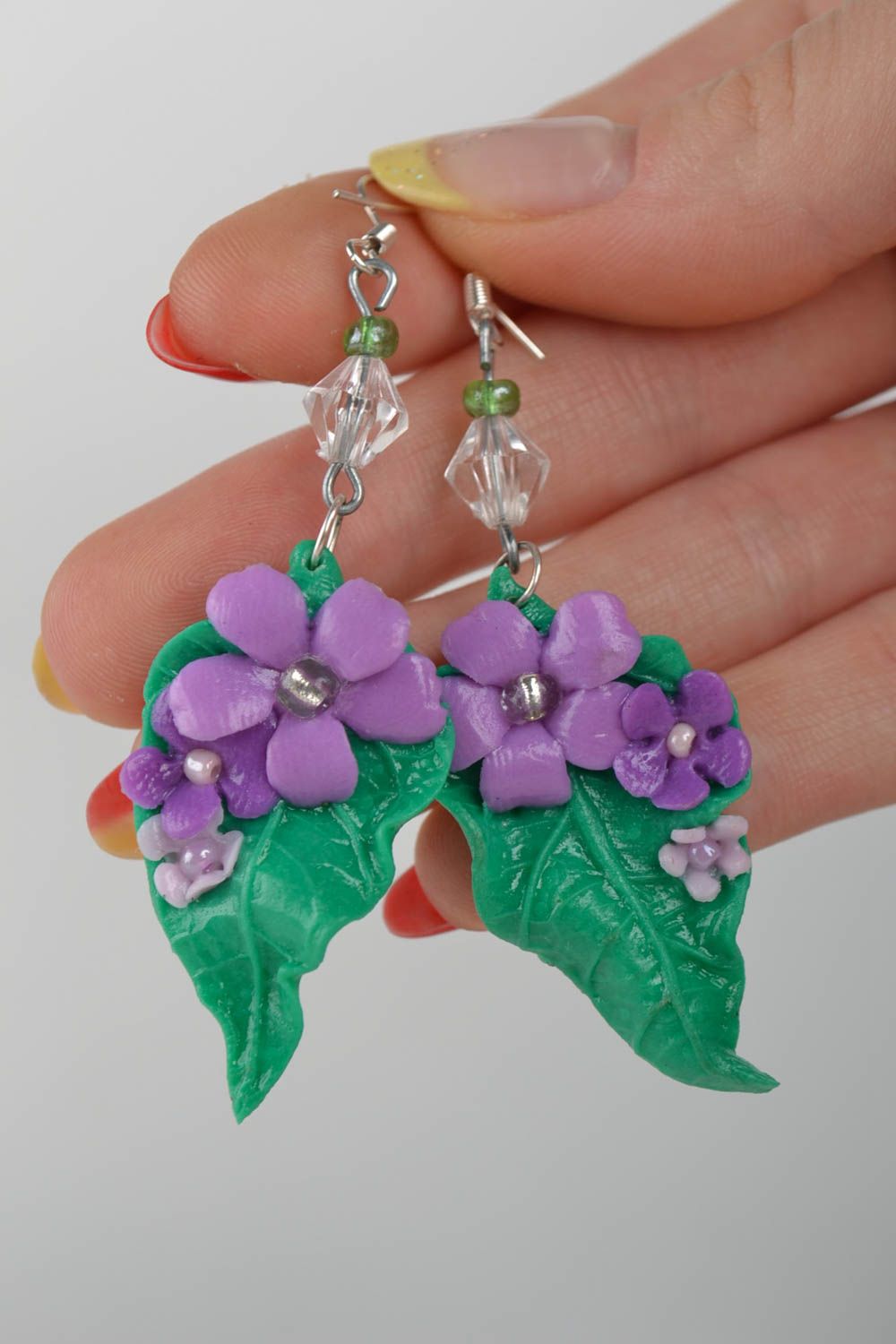 Flower earrings handmade jewelry cool earrings fashion accessories polymer clay photo 5