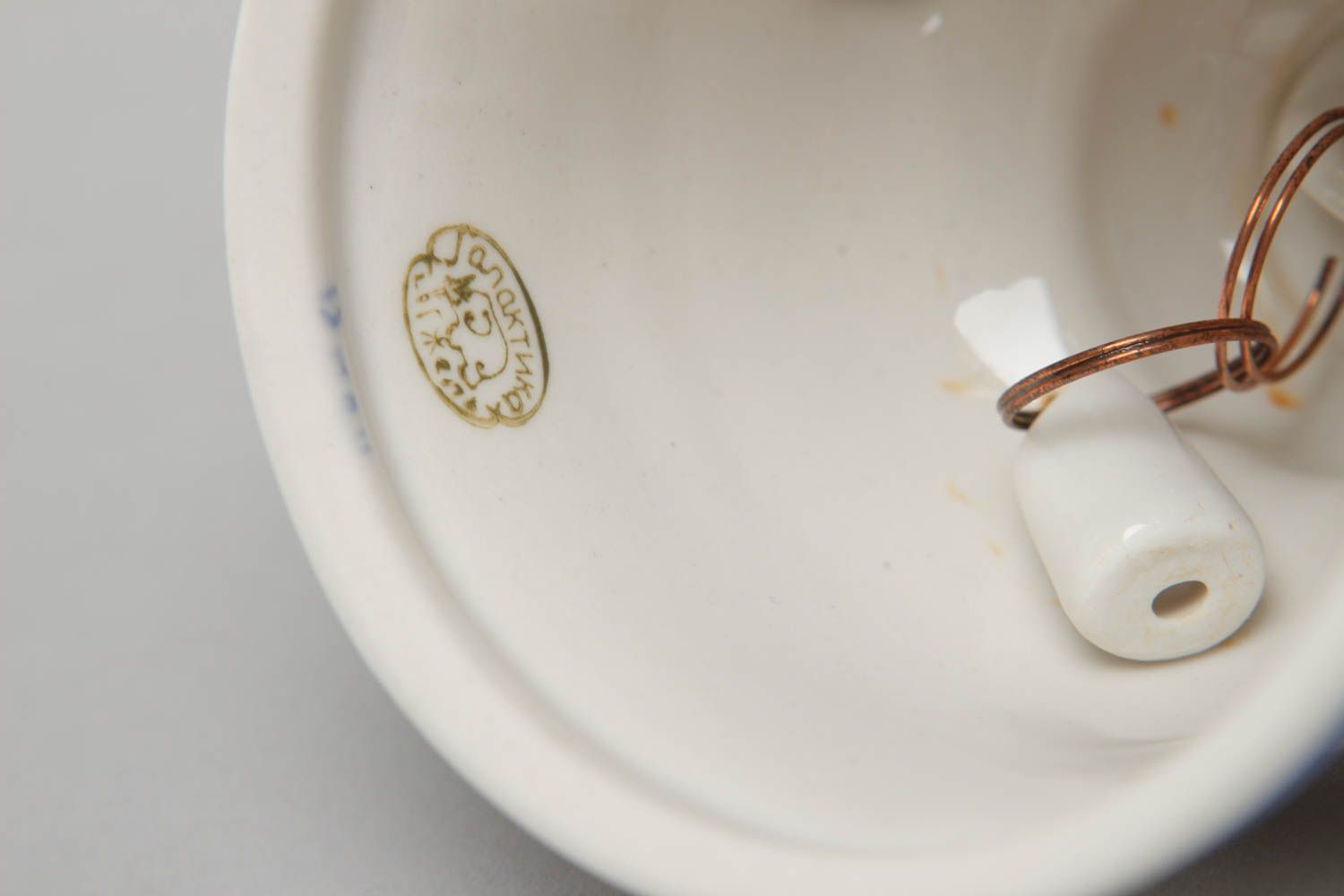 Gzhel porcelain bell in the shape of teapot photo 3