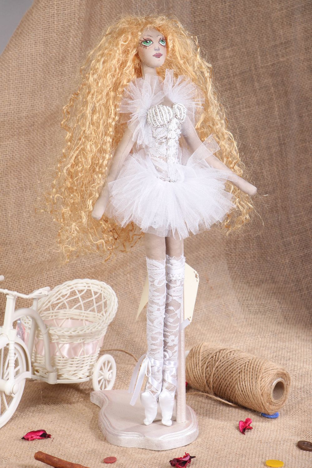 Авторская кукла  для девочки балерина на подставке  фото 5