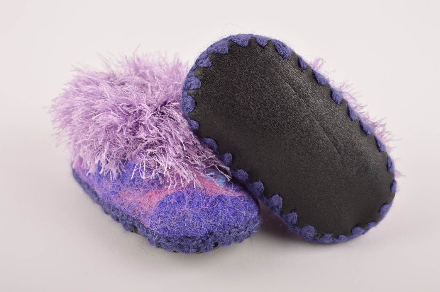 Handmade Baby Schuhe Geschenkidee für Baby Babyschuhe gefilzt für Haus lila foto 3