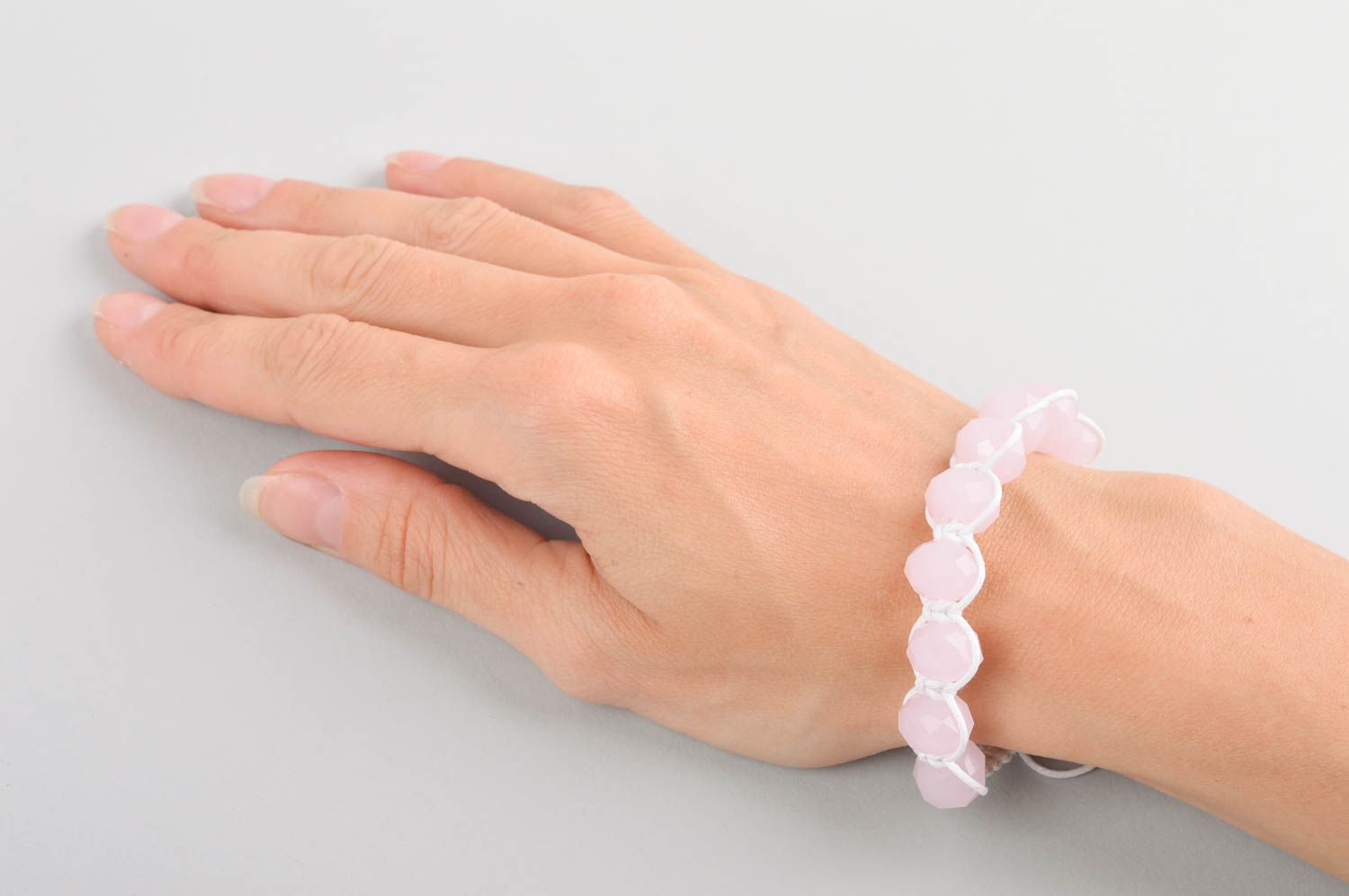 Bracelet fantaisie Bijou fait main rose tendre Accessoire femme cadeau photo 5