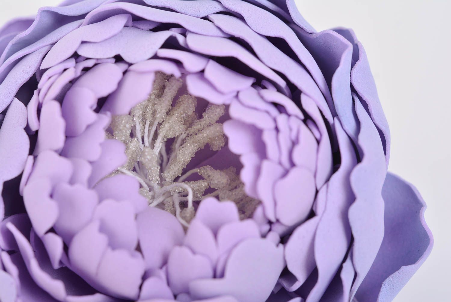 Designer handmade decorative hair tie with volume foamiran violet flower photo 2