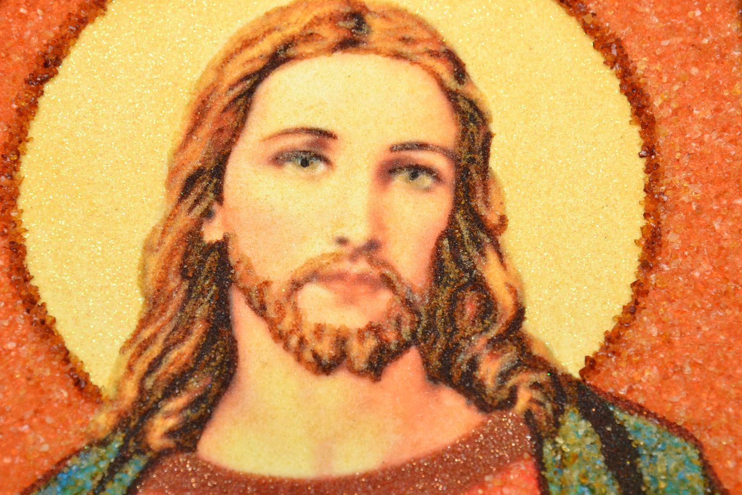 Католическая икона Иисуса Христа с янтарем репродукция фото 4