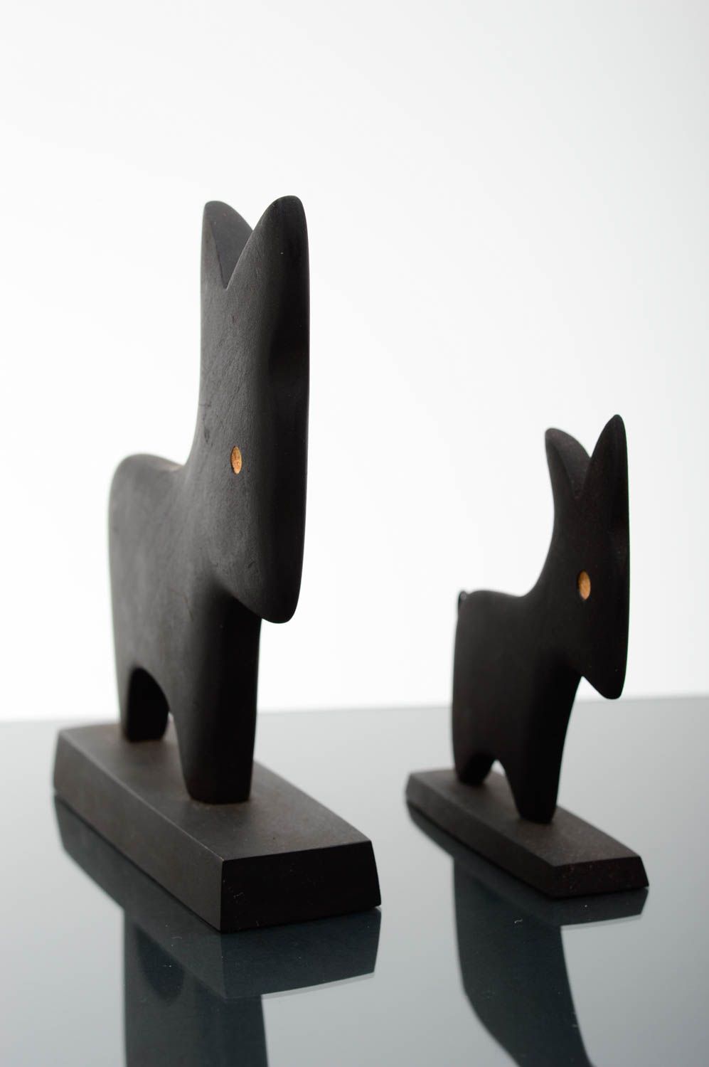 Handmade wooden figurines designer statuettes home decoration 2 pieces photo 2