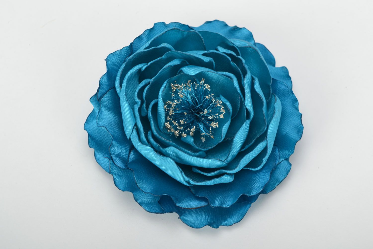 Blaue Atlas Brosche - Blume foto 1