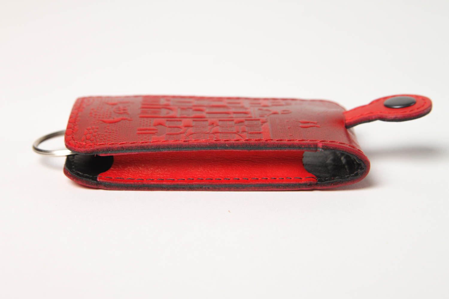 Guarda llaves original artesanal rojo accesorio de cuero regalo original foto 4