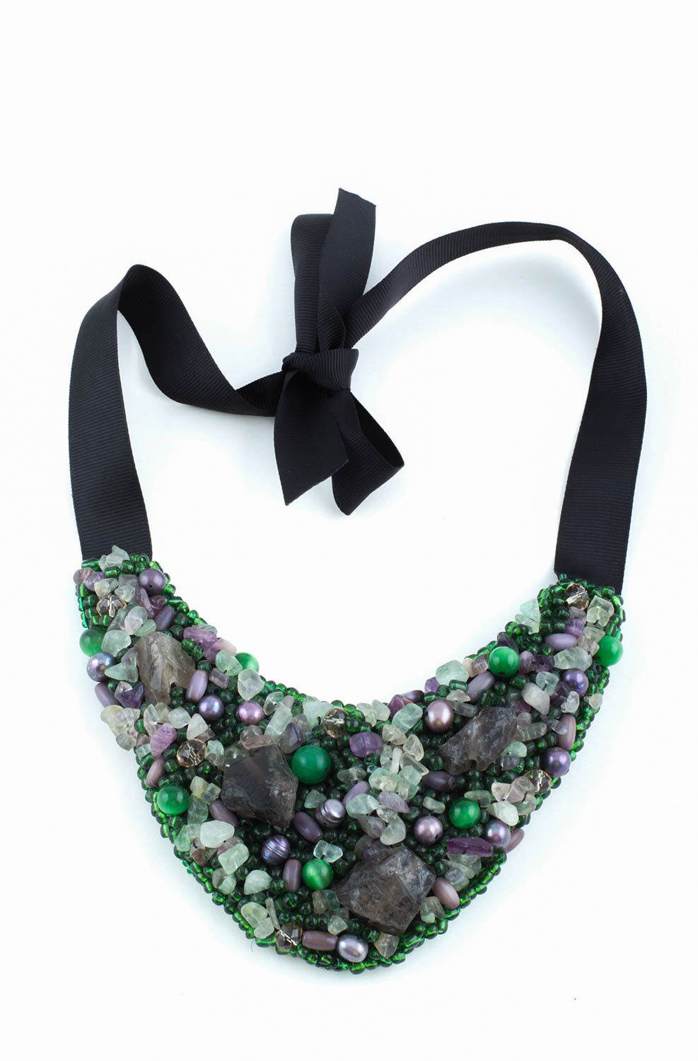 Handmade Perlen Schmuck Modeschmuck Halskette Geschenk für Frauen mit Naturstein foto 3