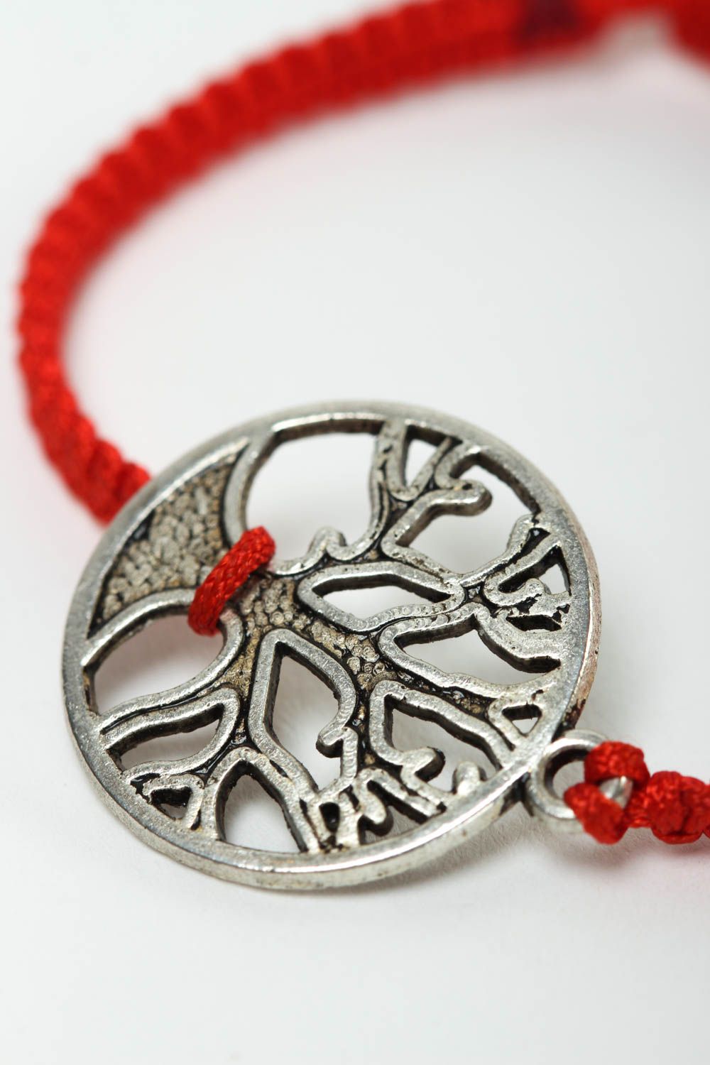 Bracelet textile Bijou fait main rouge talisman Accessoire femme original photo 3