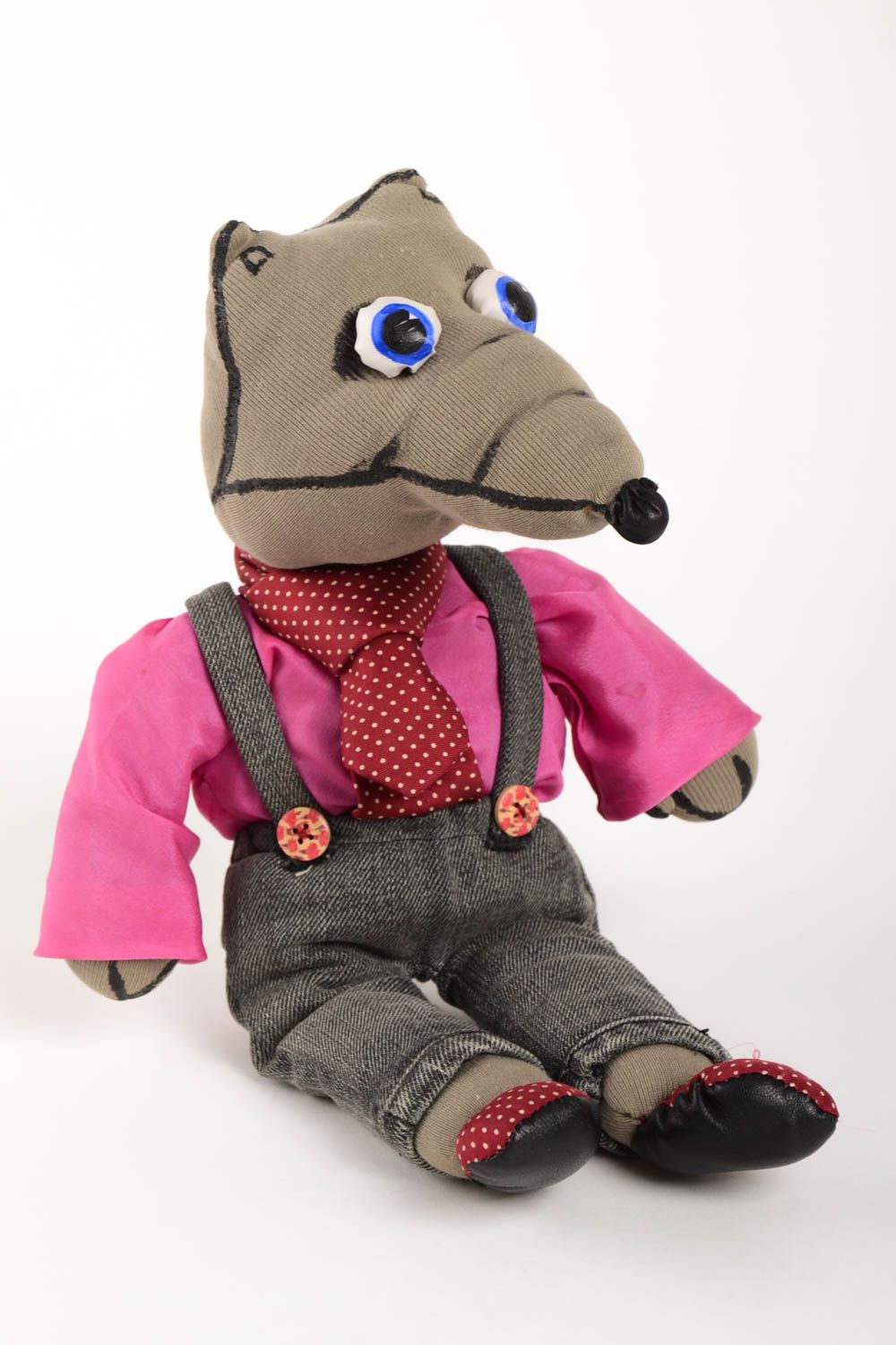 Handmade Kuscheltier Wolf im Anzug Stoff Spielzeug Geschenk für Kinder foto 3