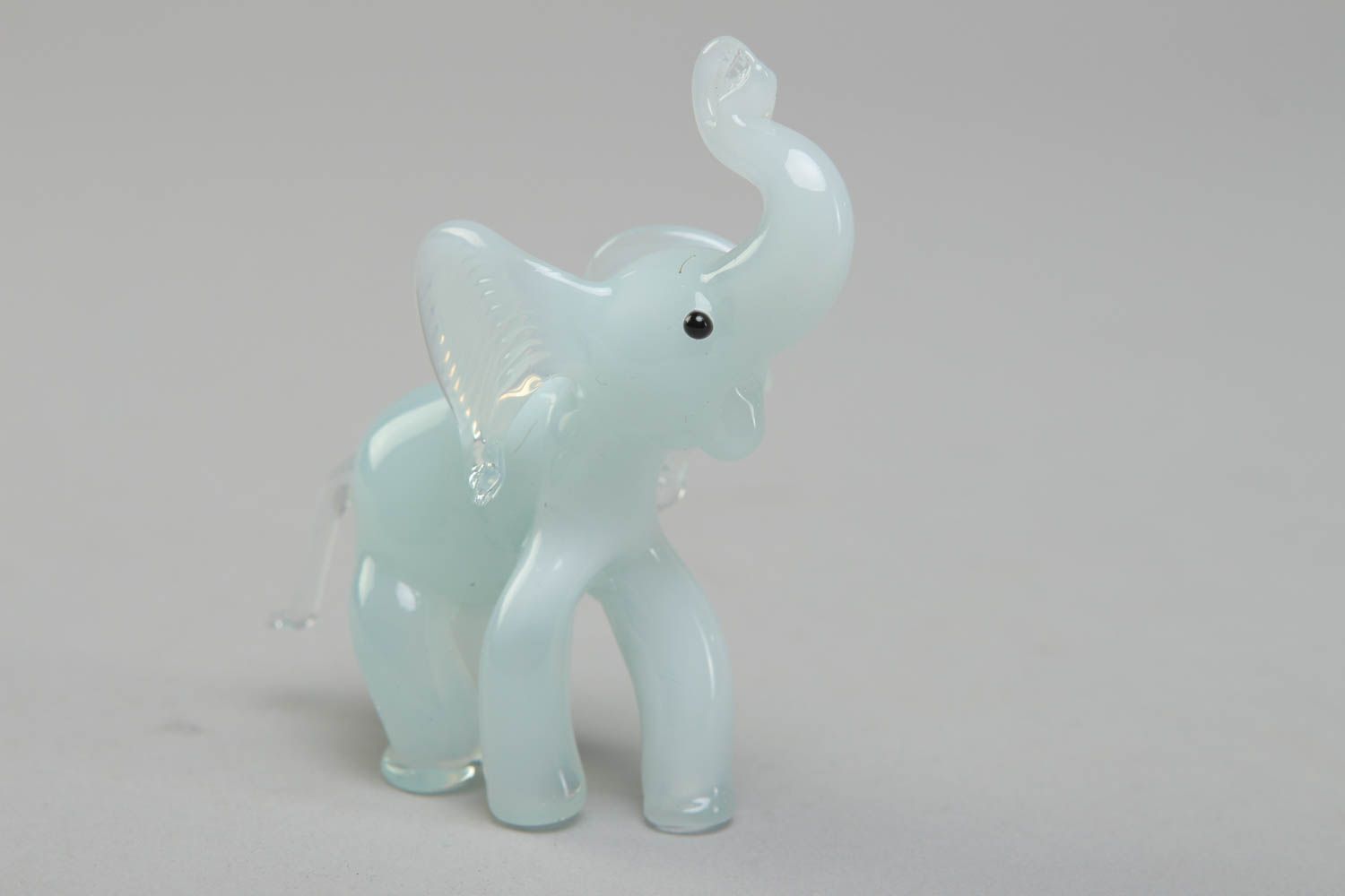 Lustige Lampwork Figurine Elefant aus Glas weiß foto 1