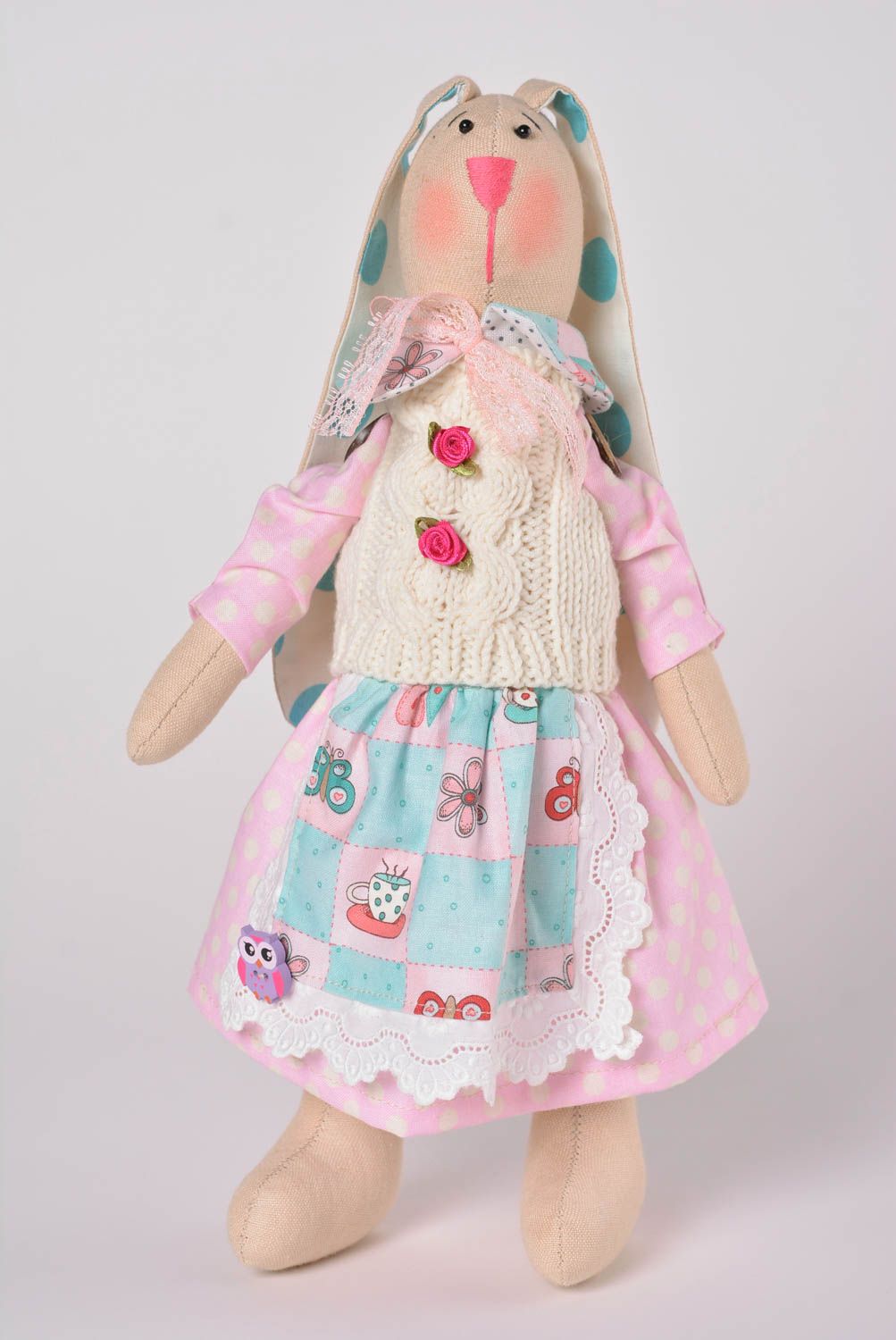 Игрушка заяц ручной работы авторская игрушка из ткани стильный подарок ребенку фото 1