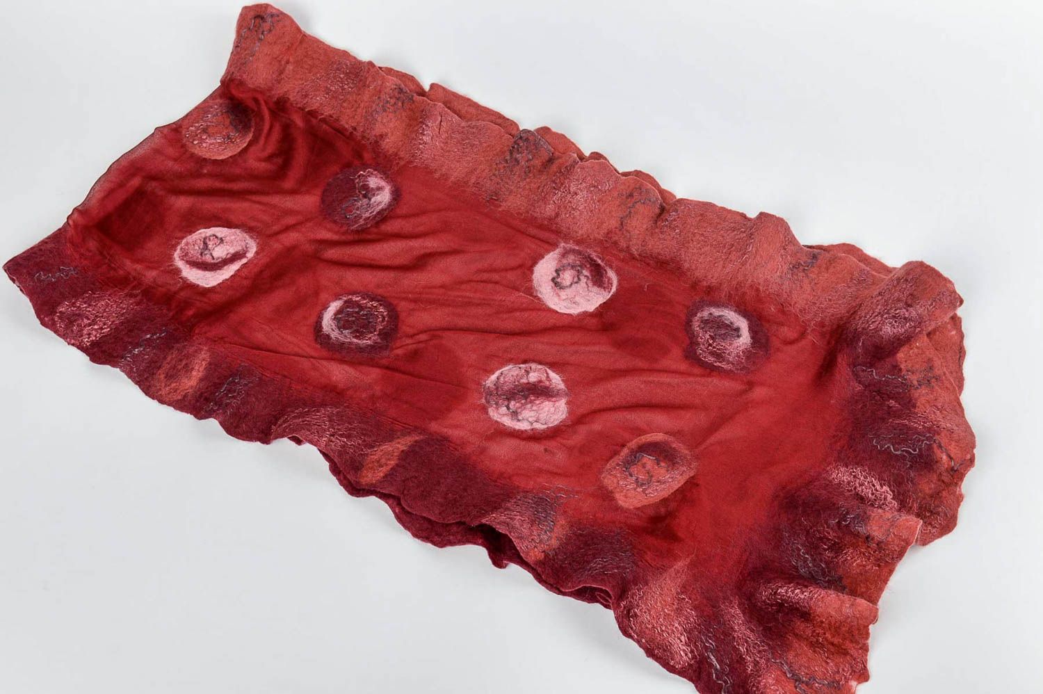 Schal Tuch Damen Schal handmade Schal aus Seide und Wolle Tuch rot originell foto 2