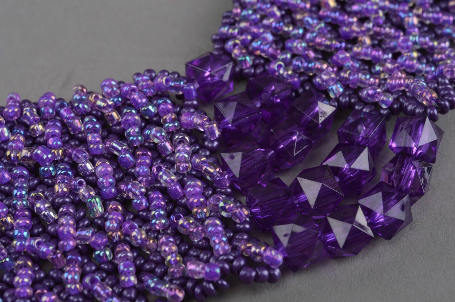 Collier en perles de rocailles et perles fantaisie fait main violet pour femme photo 5