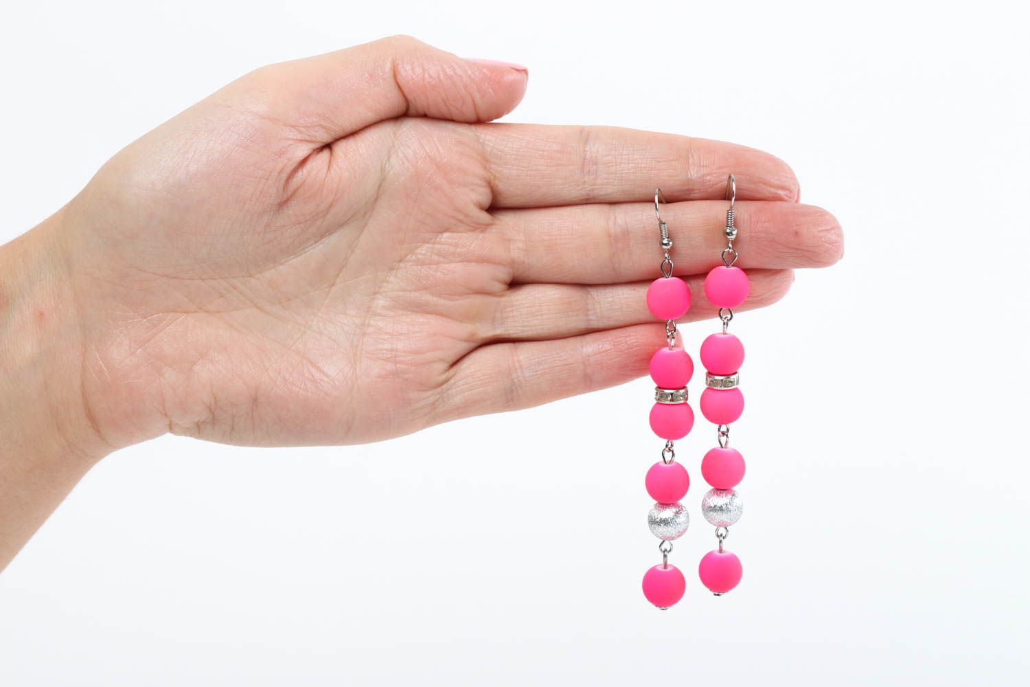 Damen Ohrringe handmade Keramik Schmuck lange Ohrringe Frauen Geschenke rosa foto 5