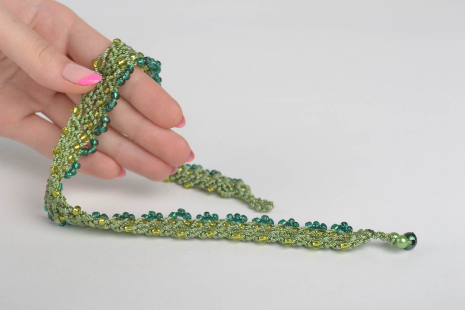 Collier vert Bijou fait main en fils et perles de rocaille Cadeau pour femme photo 5