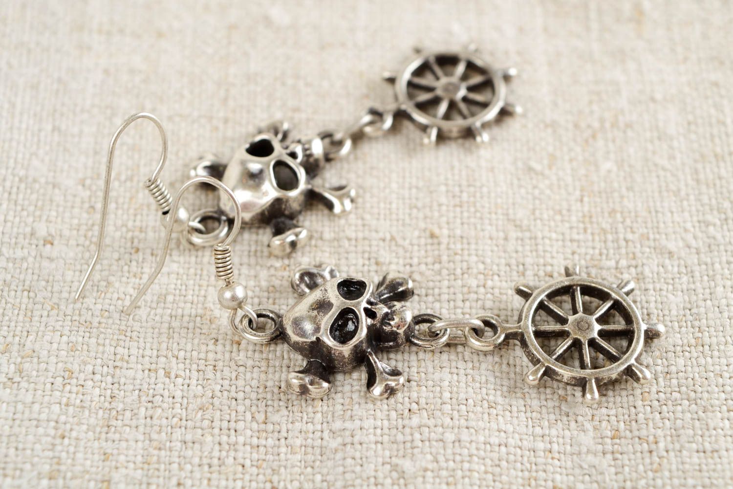 Long handmade women accessories designer pirate earrings with charms fashion photo 1