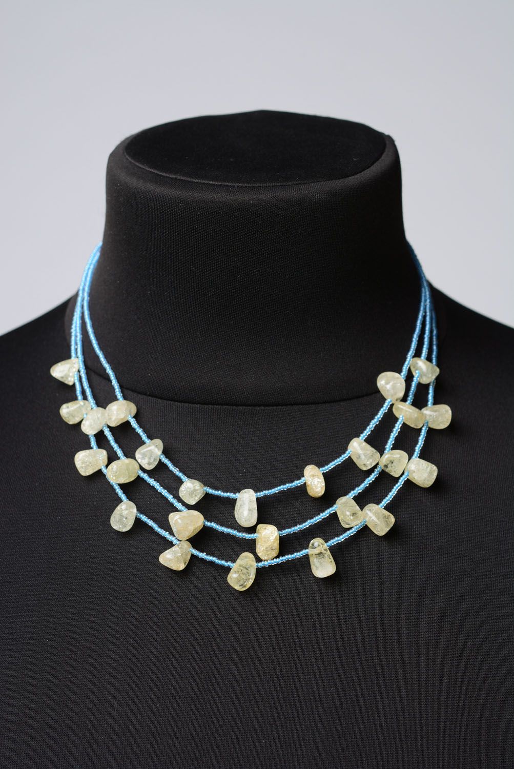 Beaded necklace with yellow quartz photo 2