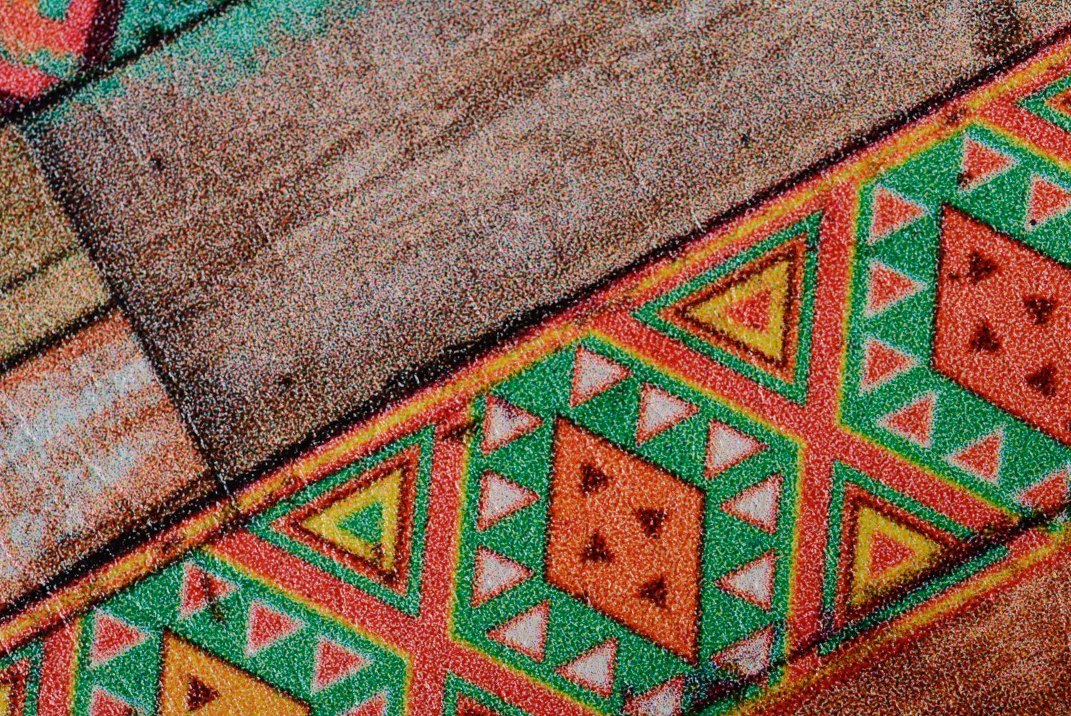 Couverture de passeport en cuir brune faite main à motifs imprimés ethniques photo 3