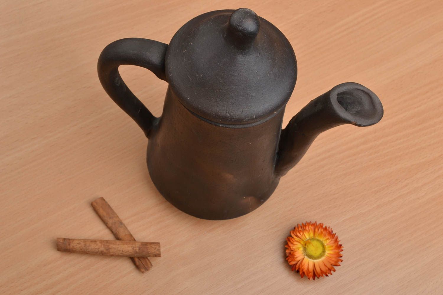 Teapot made of clay of different colors 0.8 l photo 1