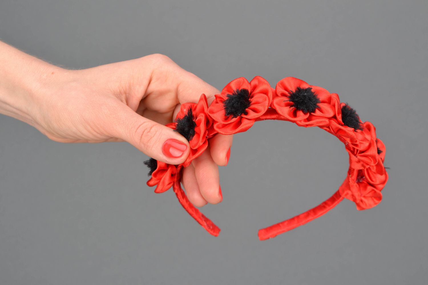 Floral headband Red Poppies photo 2
