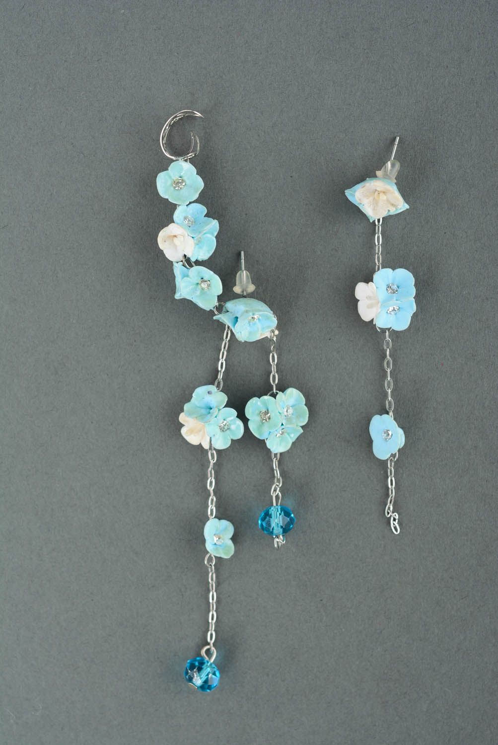 Cuff earrings with charms Turquoise photo 2