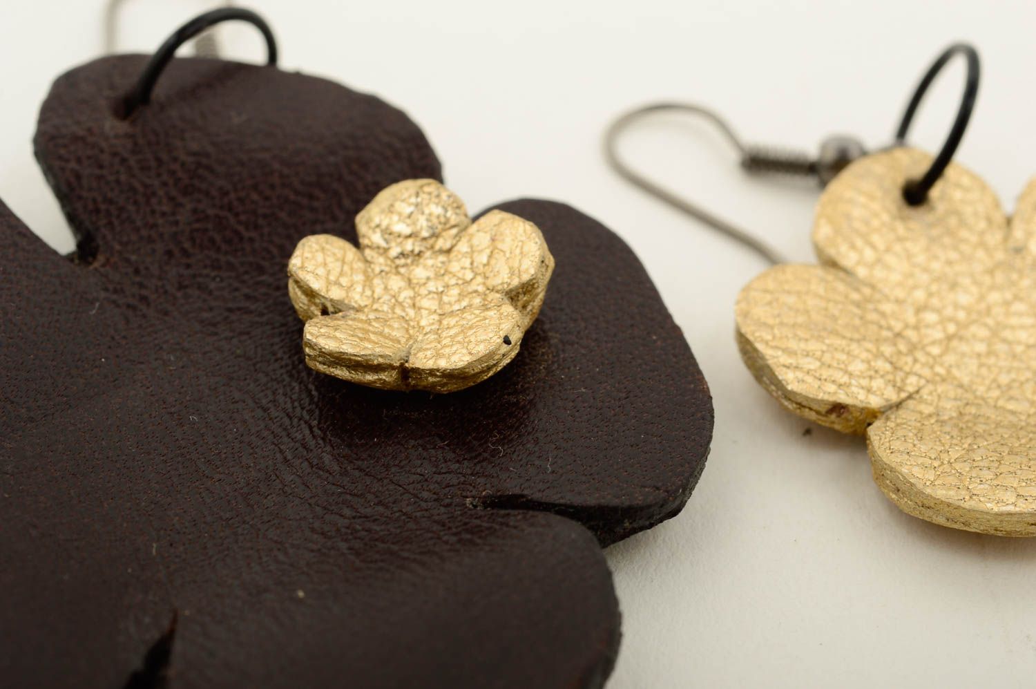 Homemade jewelry leather earrings flower accessories designer earrings photo 5