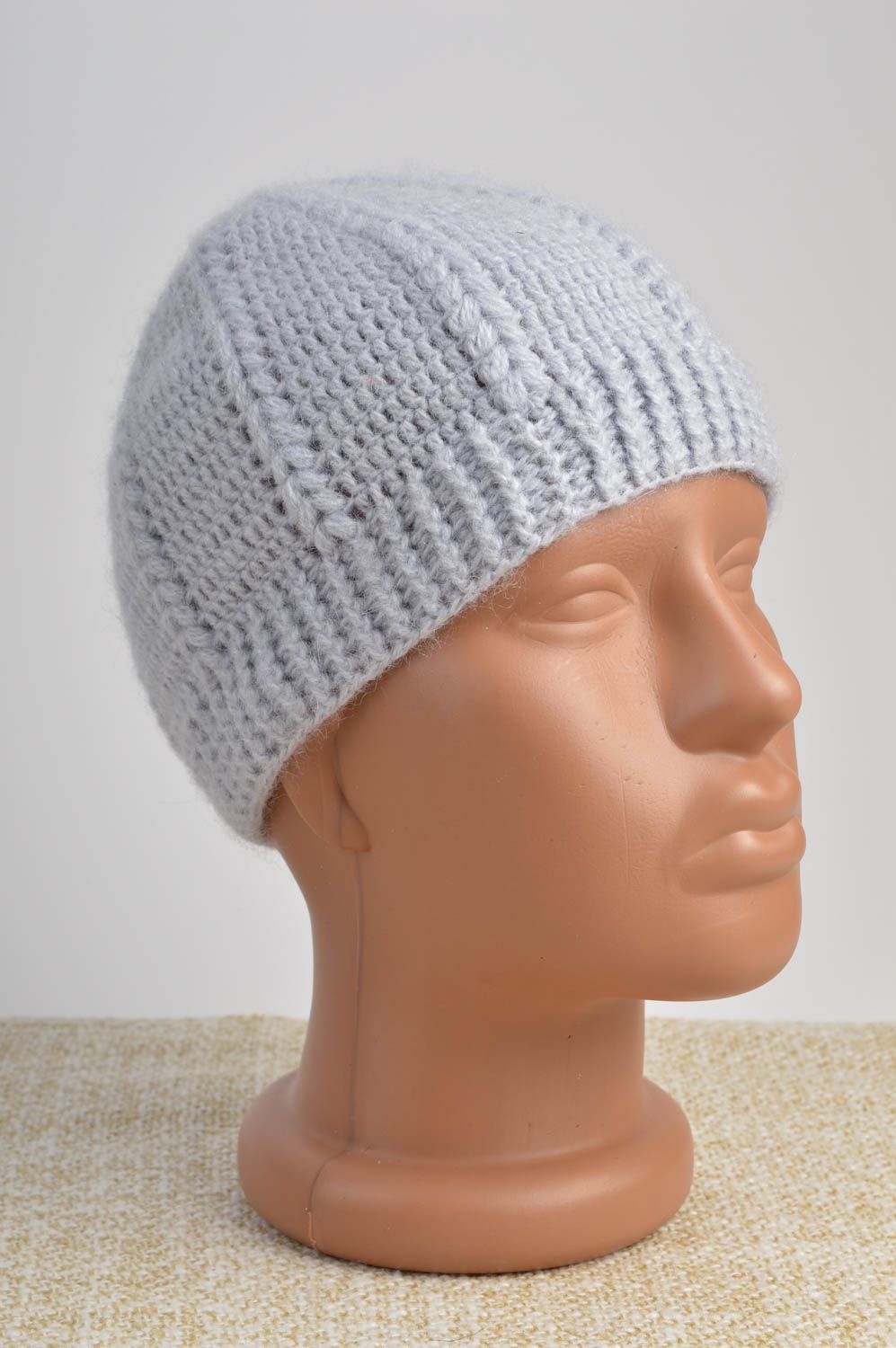 Bonnet tricot Chapeau au crochet fait main laine acrylique Vêtement enfant photo 2