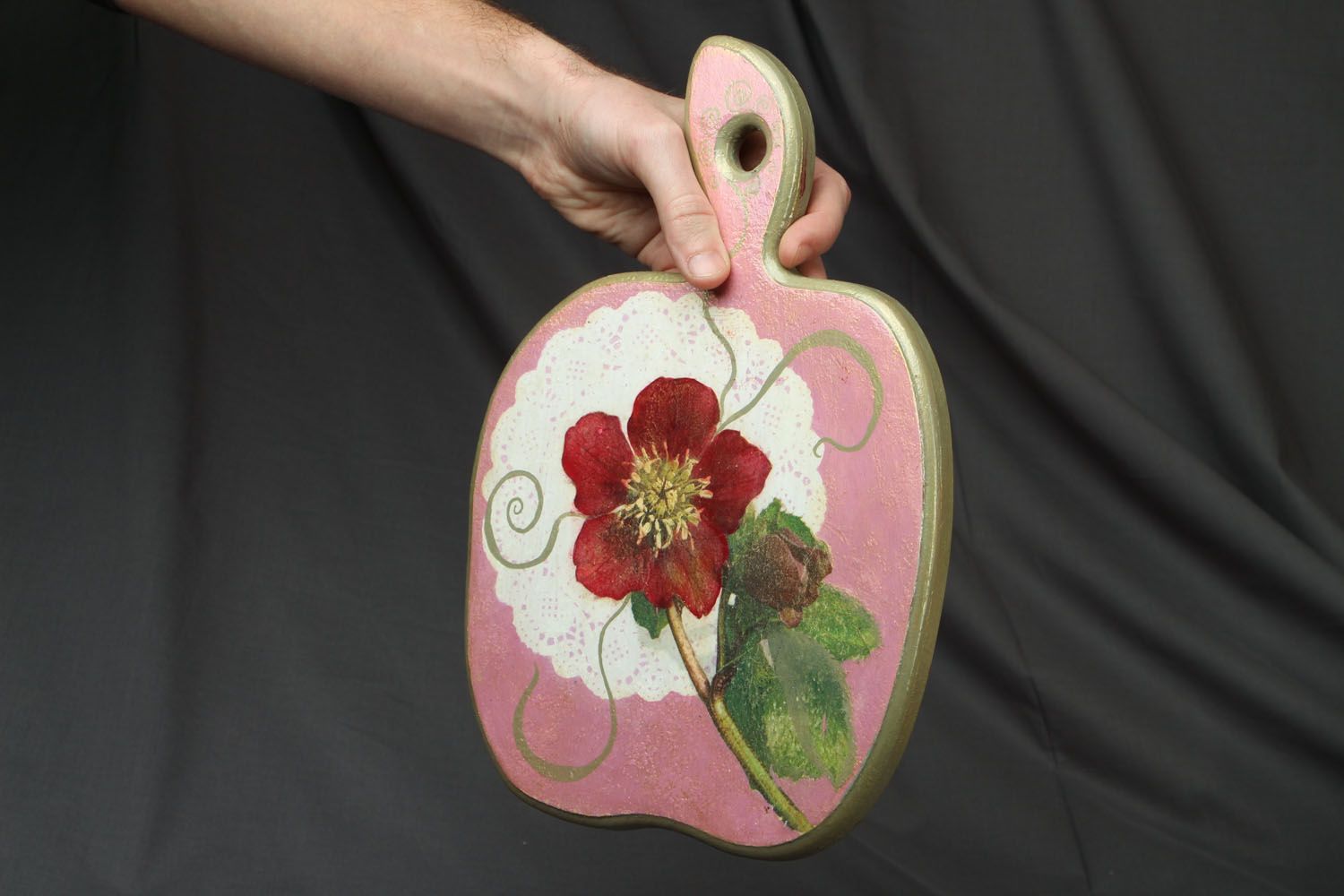 Tabla decorativa de cortar Flor rosada foto 4
