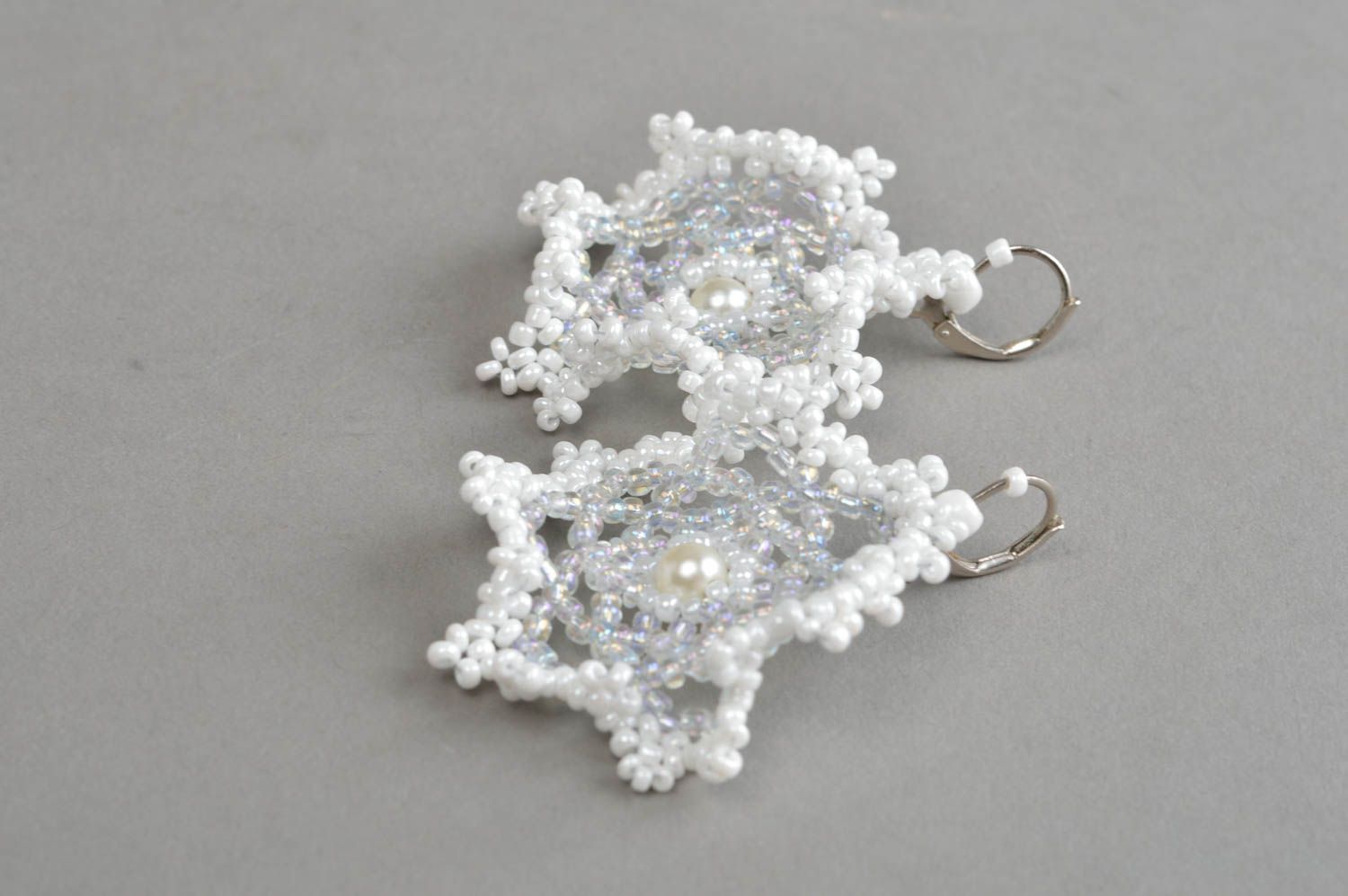 Handmade beaded earrings snowflake earrings fashionable jewelry gift for girl photo 3