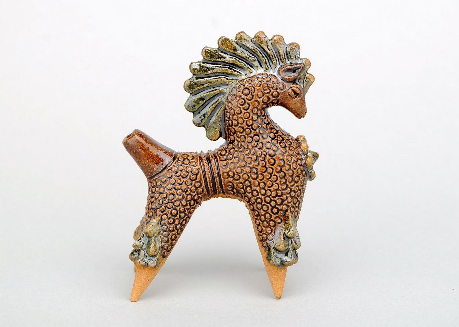 Ceramic penny whistle in the form of horse photo 2