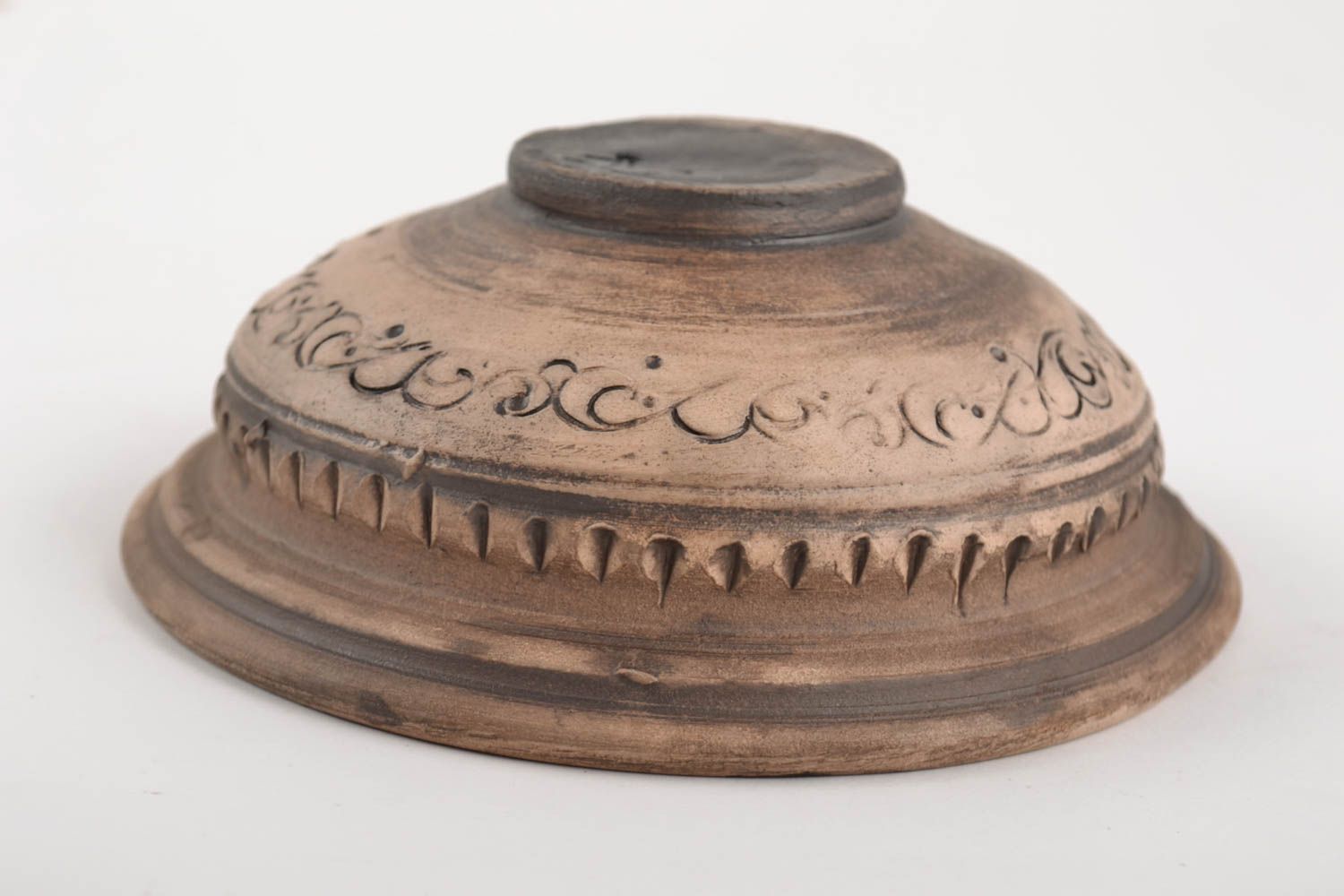 Small designer ceramic bowl kilned with milk handmade 250 ml with ornament photo 4